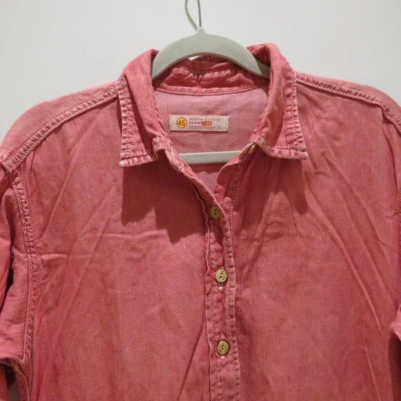 45RPM STUDIO 45R Vintage Washed Red Denim Maxi Dress Minimalist Made in Japan - Picture 4 of 15